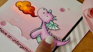 Dragon Light Up Card Chibitronics  LED Card  cardmaking tutorial [upl. by Diamante916]