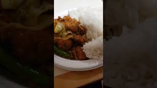 Barbecue chicken string beans broccoli and cabbage serve with white rice [upl. by Dias976]