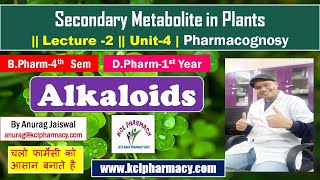 ALKALOIDS  Secondary metabolite in Plant  Pharmacognosy L2 Unit4 [upl. by Yrrad]