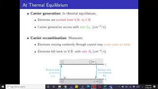 Solid Lec 4 Excess Carriers and Continuity Equation [upl. by Nevar]