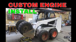 Making a Big Engine Fit a Small Hole Busted up Bobcat Skid Steer [upl. by Ydderf]