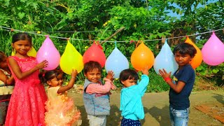 Outdoor fun with Flower Balloon and learn colors for kids by I kids [upl. by Attehcram100]