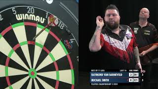 NINEDARTER  Michael Smith hits a perfect leg against Barney at PC5 [upl. by Nnaoj]