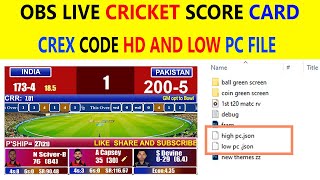 Obs cricket score board low and high pc json file  Obs live Cricket Score [upl. by Enilarac]