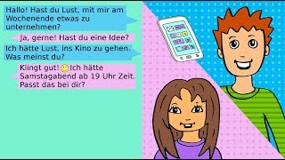 Deutsche Dialoge Verabredungen ausmachen  Nachrichten  SMS schreiben German for beginners [upl. by Ellak]