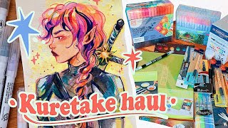 Opening a HUGE box of Kuretake products  drawing process ✨🎨 [upl. by Wyatt]