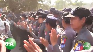 Myanmar Students Police in Standoff Outside Yangon [upl. by Auhsaj84]