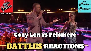 NBCs The Voice Season 26 Battles REACTION Cozy Len vs Felsmere [upl. by Priest13]