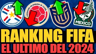 ULTIMO RANKING FIFA del 2024 Ecuador ASCIENDE y HUNDE a Colombia Paraguay la REVELACIÓN ¿Y México [upl. by Eidderf]