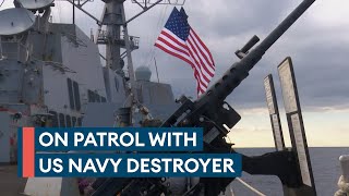 Exclusive On board a US Navy destroyer patrolling the Mediterranean [upl. by Strenta]