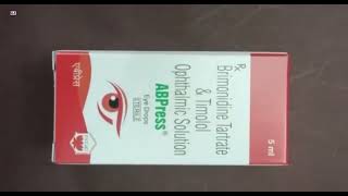 ABPress Eye Drops  Brimonidine Tartrate amp Timolol Ophthalmic Solution Uses  Abpress eye drops uses [upl. by Enimassej]