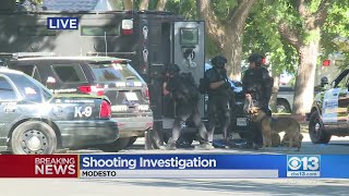 Standoff In Modesto After Fatal Shooting [upl. by Felske]