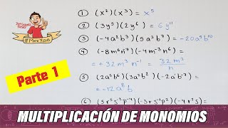 MULTIPLICACIÓN DE MONOMIOS PARTE 1 [upl. by Areht]