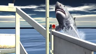 Great white shark jumps into research boat [upl. by Nairolf]