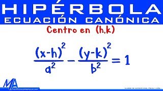 Ecuación canónica de la Hipérbola  Centro en hk [upl. by Ramedlab679]