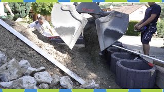 Gartenmauer mit gefälle selber bauen Pflanzring Hangsicherung Trockensteinmauer [upl. by Notsahc584]