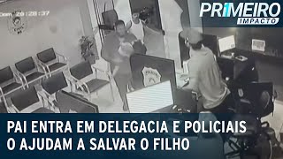 Vídeo Bebê em convulsão é salvo por ação rápida de policiais  Primeiro Impacto 210423 [upl. by Napier]