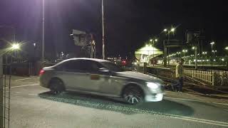 Barrier Views in Darkness Exeter Red Cow Level Crossing in Devon 10112024 [upl. by Rafa562]