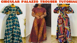 Circular Palazzo Cutting and Stitching  How to Cut and sew a Circular Palazzo Trouser [upl. by Atsirtal910]