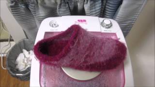 Felting a Knitted Slipper [upl. by Palmira115]