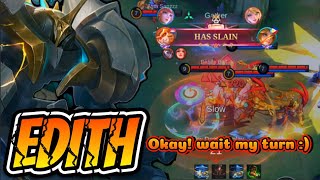 OKAY WAIT MY TURN 😈  EDITH EXPLANE REAL RANK GAMEPLAY  BUILD TOP 1 GLOBAL EDITH  MLBB [upl. by Pournaras]