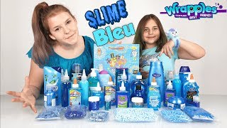 NOURRITURE BLUE ou SLIME BLUE 24H CHALLENGE ou SLIME CHALLENGE avec Les WRAPPLES [upl. by Aerdnad]