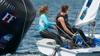 Sailing World Cup Hyères  470s Medal Race Highlights [upl. by Glad]