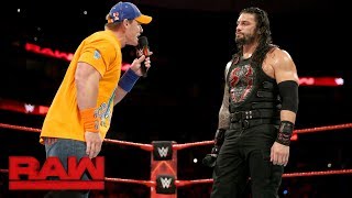 John Cena gives Roman Reigns a lesson in quotfailurequot Raw Sept 11 2017 [upl. by Malan]