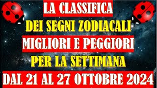 La Classifica dei Segni Zodiacali Migliori e Peggiori per la Settimana dal 21 al 27 Ottobre 2024 [upl. by Elleiram]