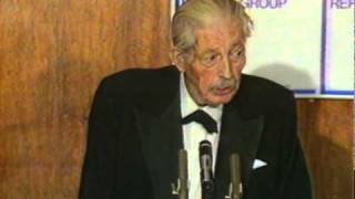 Harold Macmillan giving a speech on Margaret Thatchers Privatisation policies [upl. by Kcirdet]