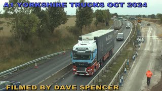 5327 TRUCKS ON A1 STH OF FERRYBRIDGE THROUGH ROADWORKS OCT 2024 Pt1 [upl. by Ahsam478]