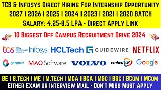 10 Biggest OFF Campus Recruitment Drive For 2027  2026  2025  2024  20232020 Batch  Must Apply [upl. by Notsehc590]