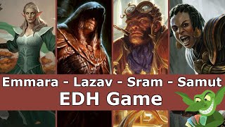 Emmara vs Lazav vs Sram vs Samut EDH  CMDR game play for Magic The Gathering [upl. by Wickham]