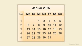 Kalender Januar 2025 [upl. by Cinda]