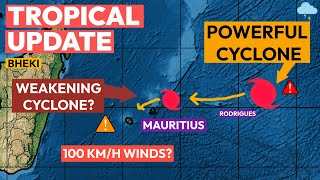 Powerful Cyclone Bheki Heads Towards Mauritius amp Réunion Weakening [upl. by Abroms]