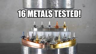 From Titanium to Tungsten 16 Metal Spinning Tops vs the Hydraulic Press [upl. by Adnoluy]