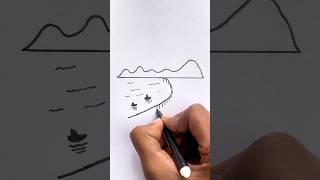 Cute mountains 🏔️ scene drawing for kids shorts kidart ytshorts [upl. by Ailemac]