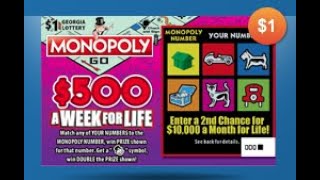 Monopoly 500 A Week For Life  Georgia Lottery 1 February 2021 [upl. by Nasus]