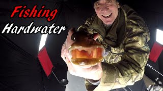 Ice Fishing Chain Pickerel Perch Catfish Fallfish New Brunswick CanadaUnderwater Views [upl. by Atinomar992]