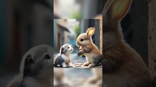 😺kitten and Rabbit 🐰😿friendship kitten cats aicat funny shortvideo family short [upl. by Anne]