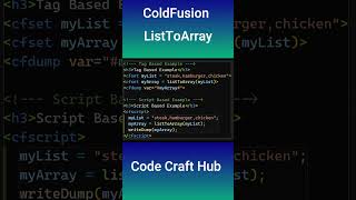 ColdFusion Quick Tip  ListToArray [upl. by Aneba]