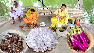 গাং মৌরোলা মাছের ঝাল আর তেলো কাঁকড়ার টক আজ দুপুরে রান্না করলাম সাথে জমিয়ে খাওয়া [upl. by Daisie]