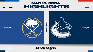 NHL Highlights  Sabres vs Canucks  March 19 2024 [upl. by Ilhsa]