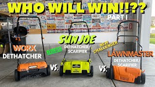 SunJoe vs Worx vs Lawnmaster  3 Way Product Comparison Part 1  2 DethatcherScarifier Giveaway [upl. by Dubenko]