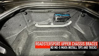 RoadsterSport Mazda MX5 ND Miata  Upper Shock Chassis Brace Install [upl. by Aramen]