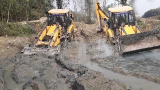 JCB Backhoe Driving in Pond by Skilled Backhoe Operator  JCB VIDEO [upl. by Aynod]