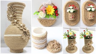 5 Jute craft ideas  Home decorating ideas handmade [upl. by Ellenid]