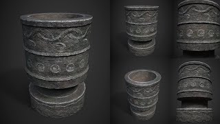 OLD STONE FIRE POT TEXTURING TUTORIAL SUBSTANCE PAINTER [upl. by Lasyrc]