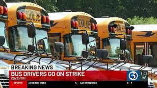 VIDEO Coventry school bus drivers go on strike [upl. by Ahsilat22]