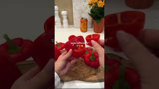 Spooky peppers recipe stuffedpepper healthyrecipes halloween easyrecipes dinnerinspo [upl. by Janna926]